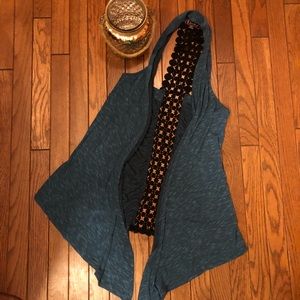 Love scene blue open front sweater top